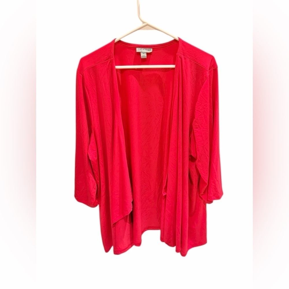 Catherine’s Open Front Cardigan Sweater Flowy Barbie Pink Plus Size 2X